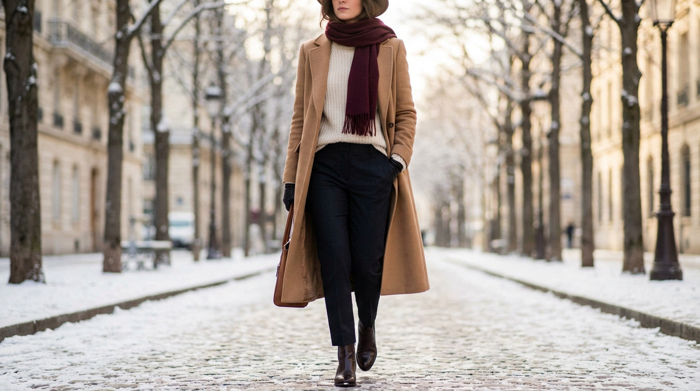 femme qui s'habille de manière élégante par temps froid