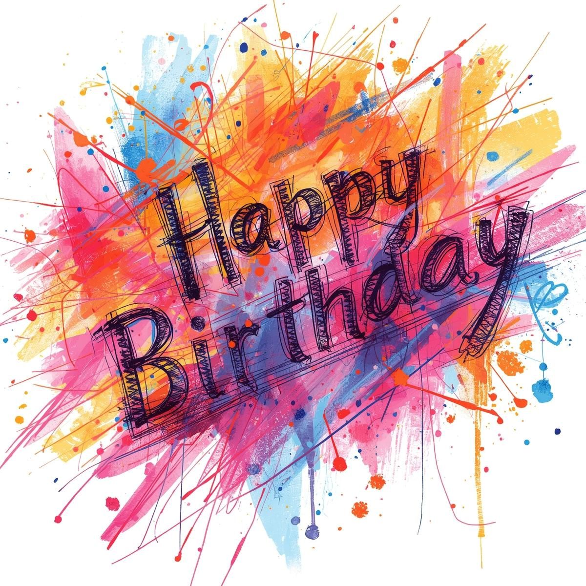 croquis avec le texte happy birthday