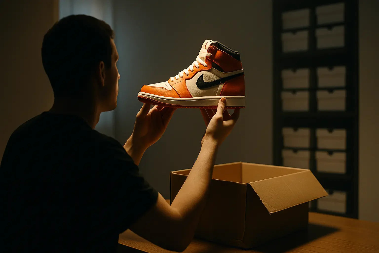 Personne tenant une sneakers acheté sur Wethenew