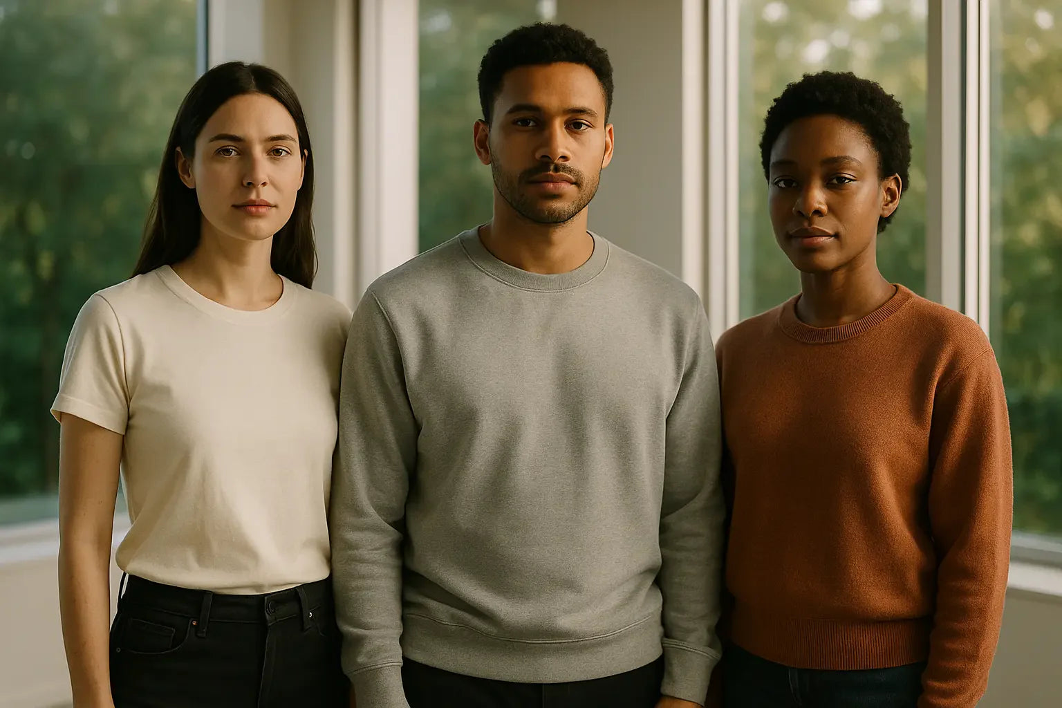 groupe de 3 personnes qui portent des vêtements Stanley & Stella