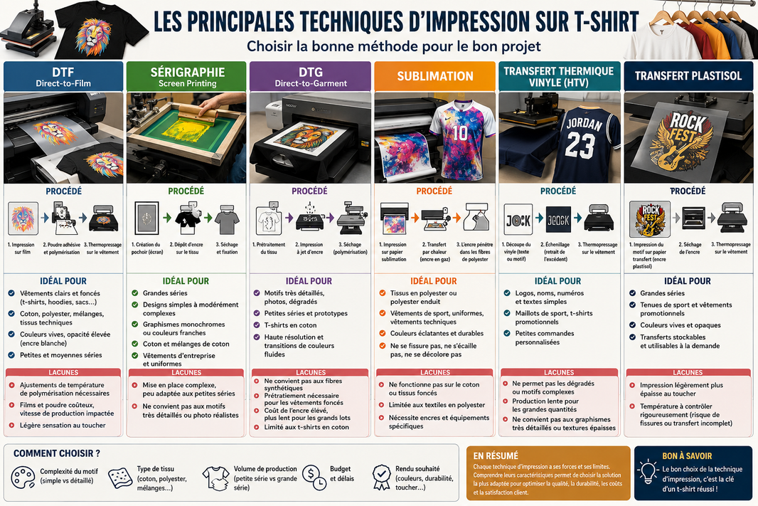 6 types de méthodes d'impression sur T-shirt