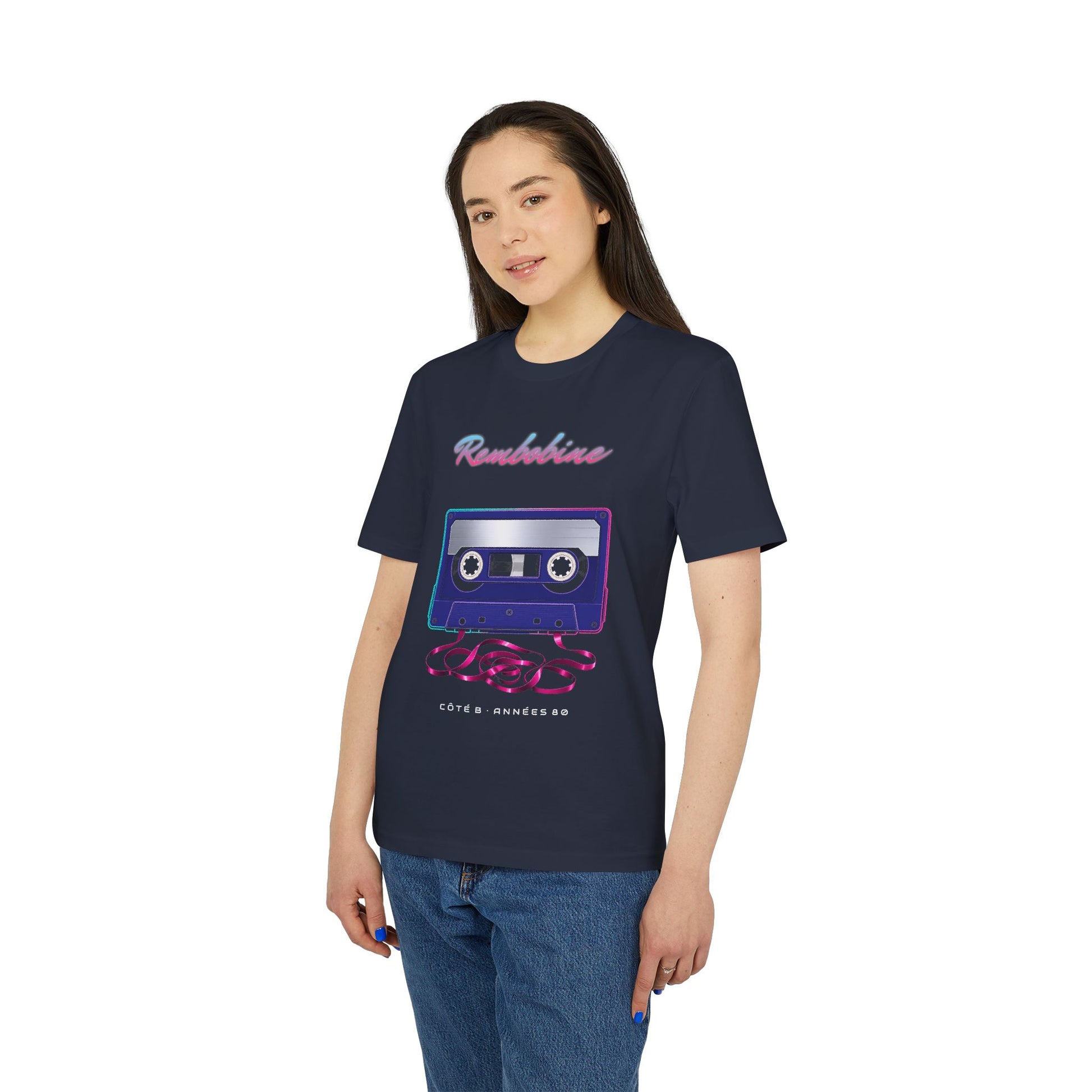T-shirt rétro Rembobine – cassette années 80 — coloris anthracite (vue 3)