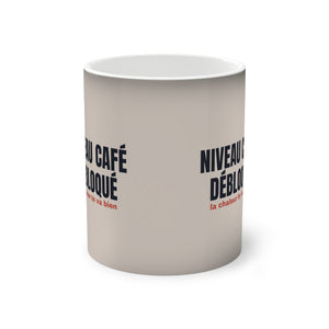 Mug magique Niveau café débloqué – message révélé à la chaleur