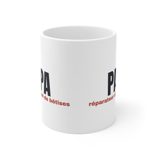 Mug Papa, réparateur officiel de bêtises — coloris blanc