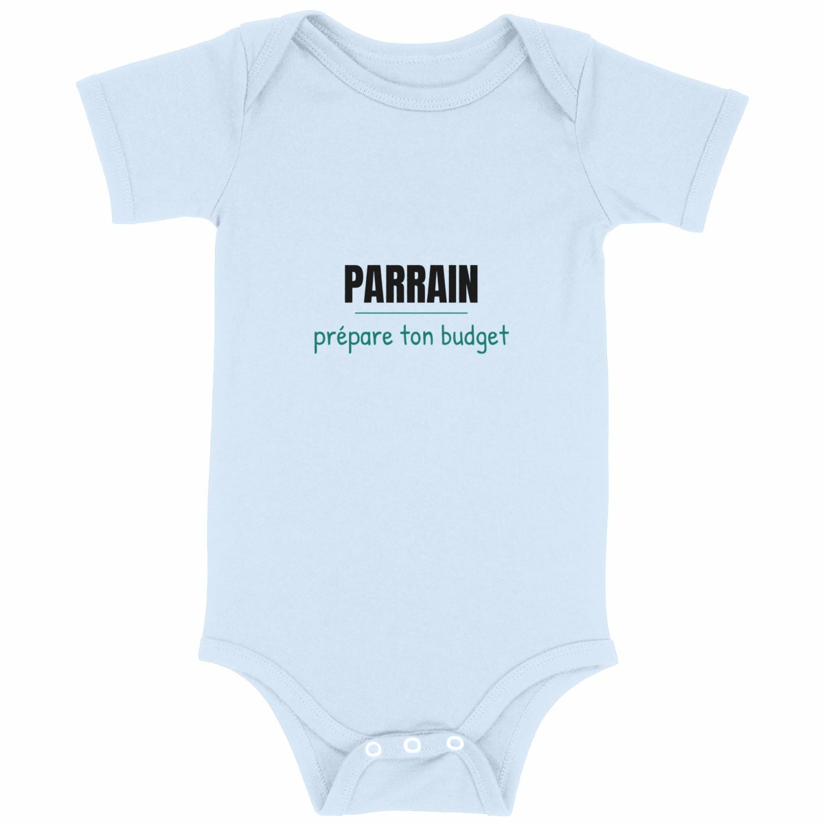 Body bébé parrain – Prépare ton budget - face_bleu
