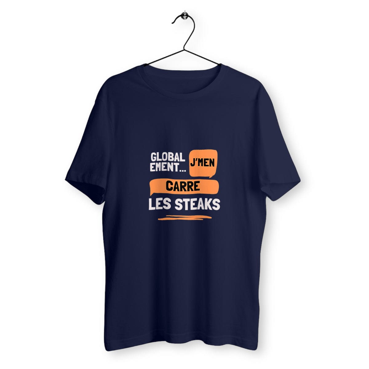 Tee-shirt humour décalé "J'm'en carre les steaks"