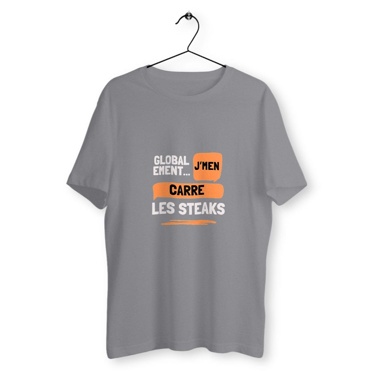 Tee-shirt humour décalé "J'm'en carre les steaks"